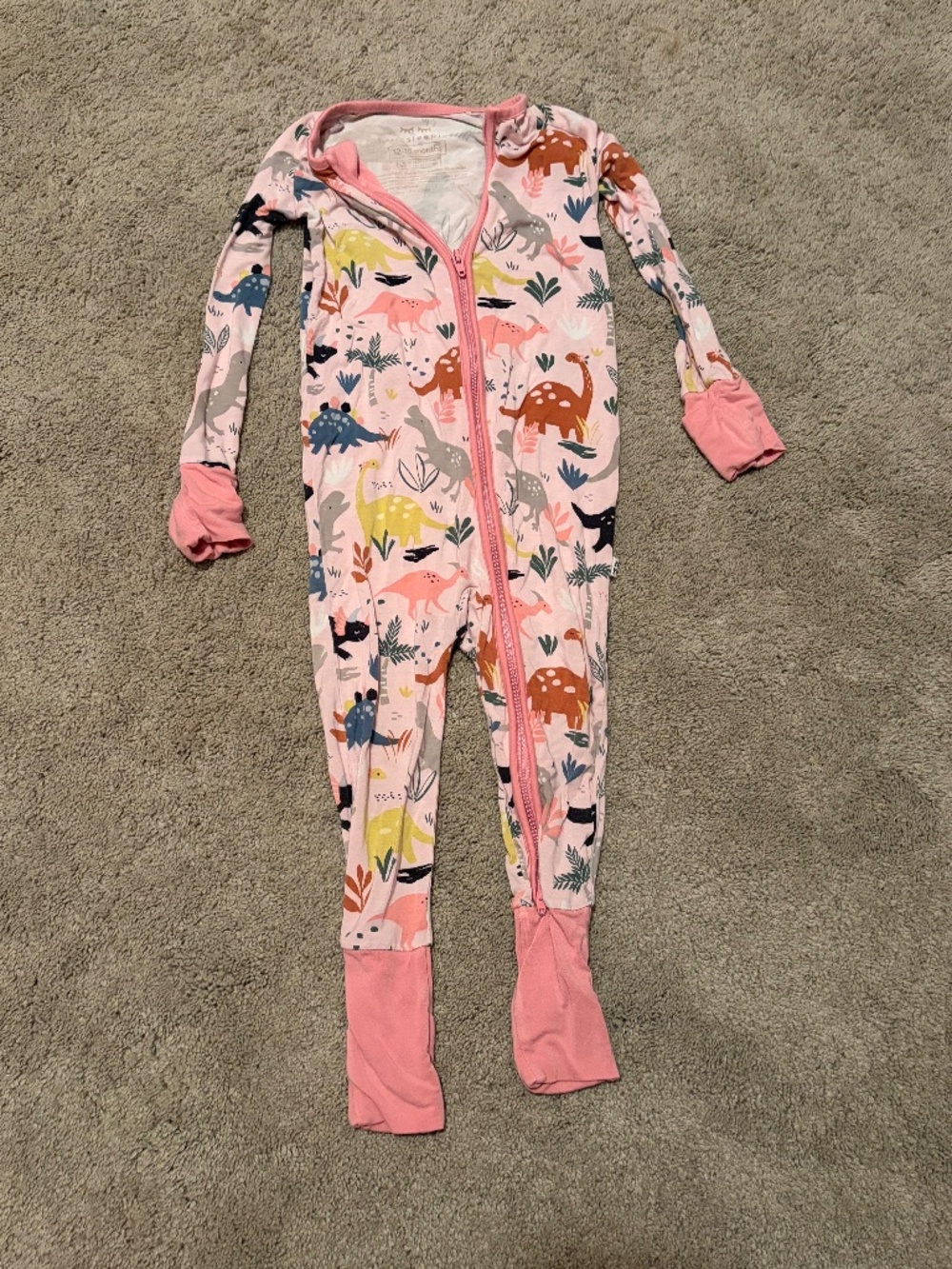 Little Sleepies Pink Dinosaurs Zippy
